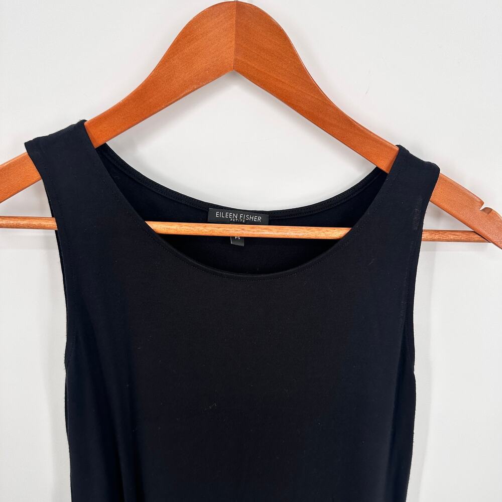 EILEEN FISHER BLack Asymmetrical Tank // Small Petite - Picture 2 of 8